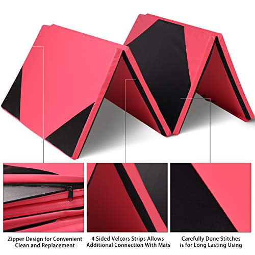 Purple/Pink Giantex 4'x10'x2 Gymnastics Mat Folding Panel Thick Gym Fitness Exercise Christmas Gift 