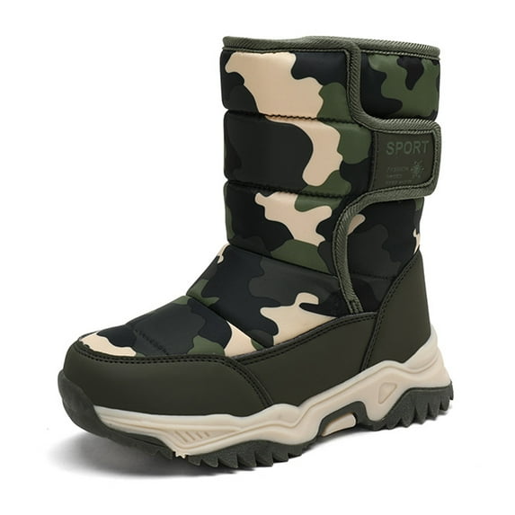 Boys Snow Boots Camoflage Anti-Slip Girls Snow Boots Slip Resistant Warm Fur Lining (Toddler/Little Kid/Big Kid)