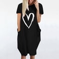 thumbnail image 2 of JINMGG Dresses under $10.00 Women's Casual Loose Love Print Dress Short Sleeve V-Neck Dress Black XL, 2 of 5