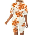 thumbnail image 4 of 2 Piece Beach Outfits for Women Plus Size Short Sleeve V-neck Tops Shorts Comfortable Homewear Two Piece Summer Sets, 4 of 7