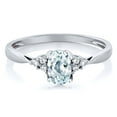 thumbnail image 3 of Gem Stone King 14K White Gold Sky Blue Aquamarine and Diamond Women's Engagement Ring (0.49 Cttw, Gemstone Birthstone, Available in Size 5, 6, 7, 8, 9), 3 of 5