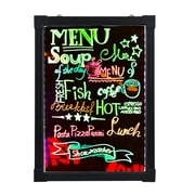 LED Drawing Painting Board - 24" x 16" Erasable Non Porous Glass Surface with 3 Fluorescent Window Markers-Best for Chalkboard Blackboard Whiteboard Bulletin/Letter/Spelling/Display/Menu Board