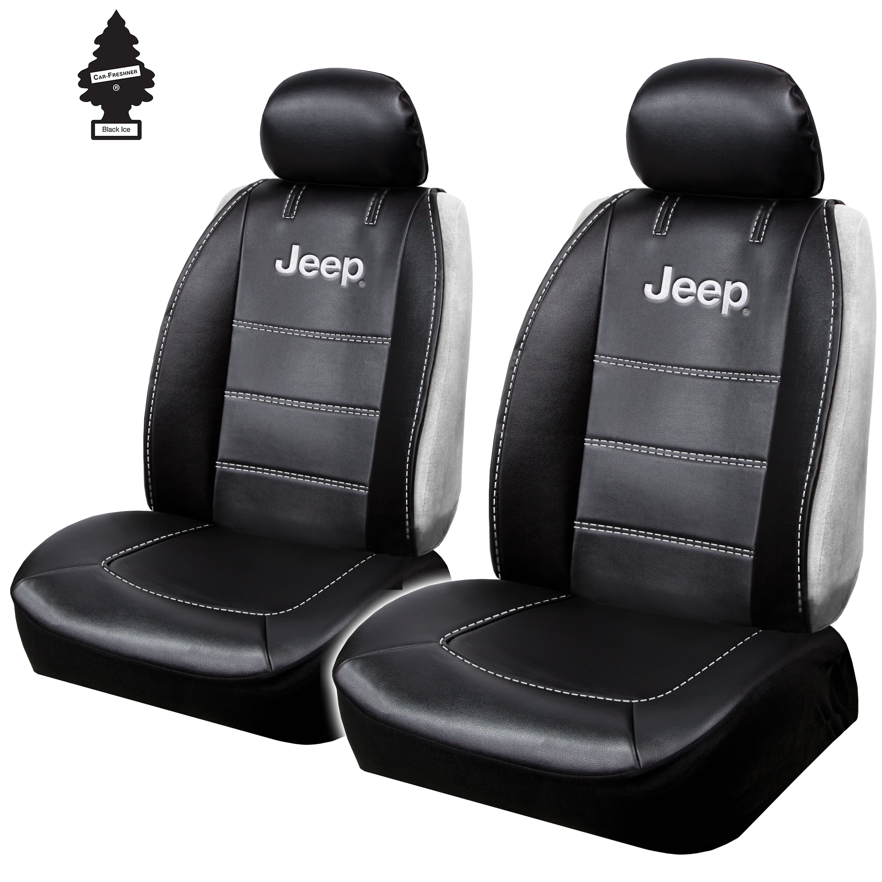 Plasticolor Jeep Logo Universal Fit Sideless 2-Piece Seat Cover w/Head Rest 