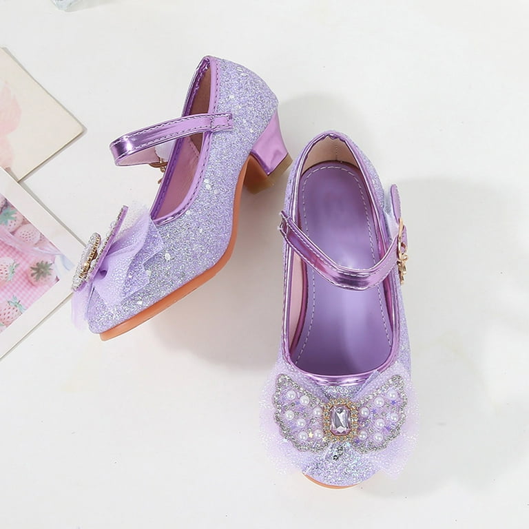 JUMESG Girls Dress Shoes Rainbow Girls Shoes High Heels Children s High Heels Little Girls Shoes Stage Performance Dress Shoes Purple 31