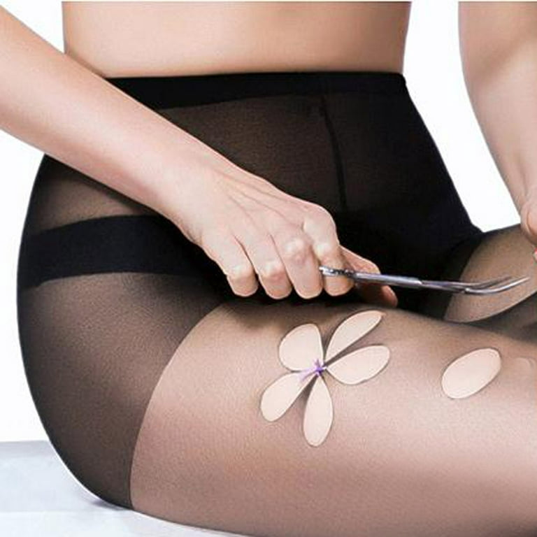 BIZIZA Womens Silk Control Top Sheer Nylon Panty Hose Black One Size