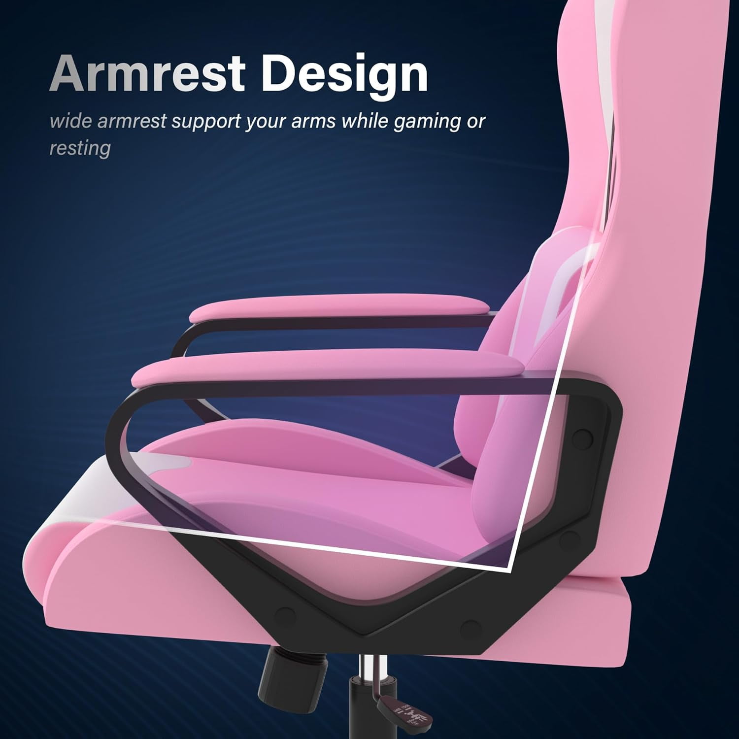 PC Gaming Chair Office Chair Ergonomic Computer Chair Mid Back Adjustable Desk Chair with Lumbar Support Armrest 360° Swivel Gaming Chair with Headrest for Home Office Work Study, Pink