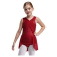 thumbnail image 1 of Raenseen Girls Rhinestone Skating Leotard Lyrical Ballet Dance Dress Cutout Back Dress Performance Costume Burgundy 12, 1 of 7