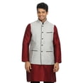 thumbnail image 4 of Saris and Things Veste Nehru Argentée pour Hommes. Ce Produit Est Fait sur Commande., 4 of 5