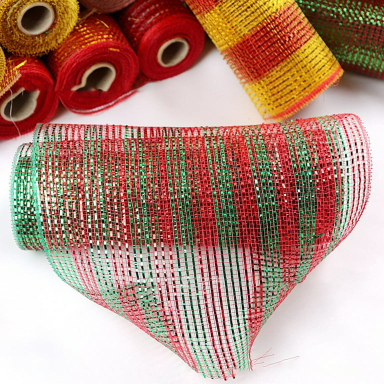 3 Rolls Poly Burlap Deco Mesh -10 Inch Wide Deco Poly Decorative Mesh  Ribbon Wrapping Ribbon Rolls for Home Door Wreath Decoration DIY Crafts  Making