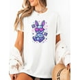 thumbnail image 2 of Y2K Chrome Bunny Shirt Retro Cyber Rabbit With Pixel Heart Glasses Cute 2000s Aesthetic Vaporwave Glitter Kawaii Graphic Tee, 2 of 5