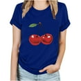 thumbnail image 5 of Busydd Womens Tops Stylish Cherries Graphic Tee Shirts Round Neck Short Sleeve Summer Tops Regular Casual T-Shirts for Women, 5 of 5