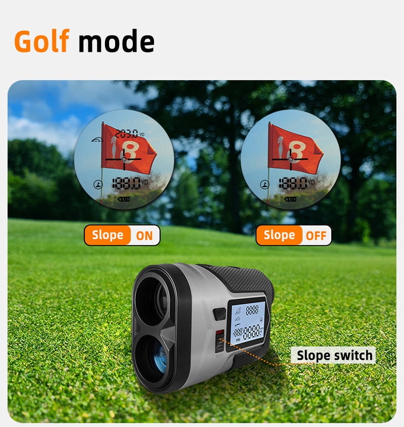 Golf Rangefinder with Wind Speed and Direction Pin Locking with Visual Jolt