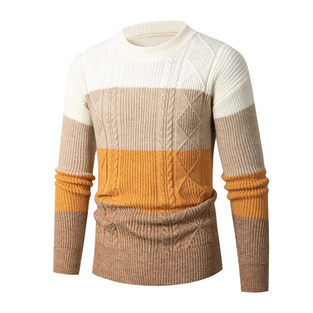 TIMIFIS Chandail à Col Rond en Tricot Torsadé Blanc pour Hommes, chandail Léger en Tricot pour Tenue Décontractée Ou Habillée Automne/hiver