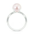 thumbnail image 3 of Split Shank Pearl Solitaire Ring in 925 Sterling Silver White Gold Plated Akoya Pearl Moissanite Statement Ring Women's June Birthstone Jewelry, 10MM Ring Size: 6, 3 of 4