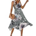 thumbnail image 5 of Womens Holiday Beach Sundress Casual Crewneck Sleeveless A-line Dresses Flowy Irregular Hem Tank Dress Floral Pattern, 5 of 6