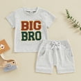 thumbnail image 5 of HWJAD Toddler Baby Boy Clothes Summer Short Sleeve Brother Matching T Shirt Tops + Elastic Shorts Set Infant Casual Outfits, 5 of 9