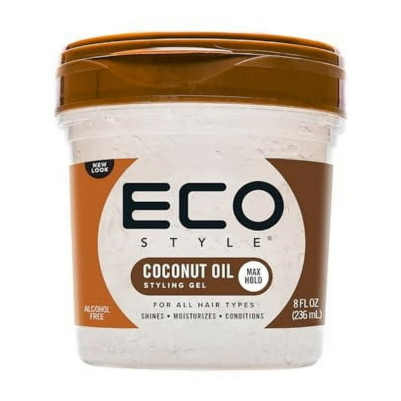 Eco Style Coconut Oil Styling Gel - Adds Luster and Moisturizes Hair - Weightless Styling and Superior Hold - Prevents Breakage and Split Ends - Promotes Scalp Health - Ideal for all Hair - 8 oz