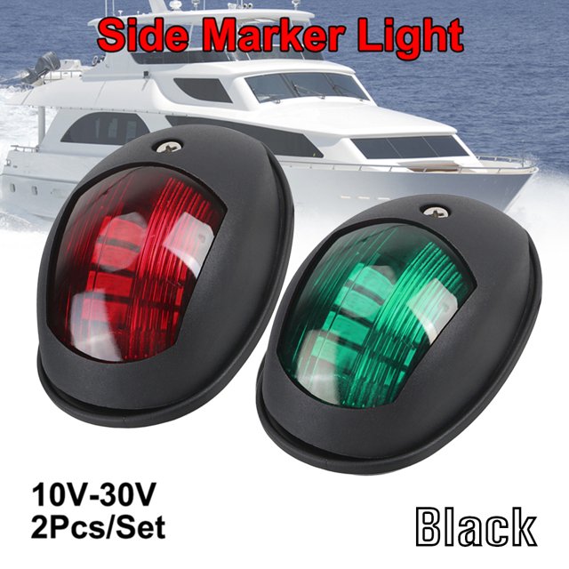 Luz De Navegación 2x lámpara de señal de luz de navegación LED 12V para camión de yate de barco marino (negro)