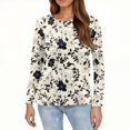 thumbnail image 5 of WTOBBY Women's Casual Loose Fit Floral Print Long Sleeve Hem Slit T-shirt Round Neck Top Fashionable Comfort Wear Soft Material Daily Outfit Essential for US Market Wardrobe,Gray XL, 5 of 5