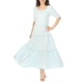 thumbnail image 2 of White Mark Women's Square Neck Short Sleeve Tiered Maxi Dress, 2 of 6