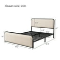 thumbnail image 2 of Harper & Bright Designs Queen Size Metal Platform Bed with Curved Upholstered Headboard and Footboard, Heavy Duty Metal Queen Bed Frame for Bedroom, Beige, 2 of 10