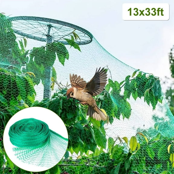 Imountek 13x33ft Garden Netting, Heavy Duty PE Anti Bird Netting for Plants Fruits Tree Vegetables, Green