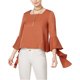 thumbnail image 1 of JOA Blusa campesina con volantes para mujer, marrón, pequeña, 1 of 1