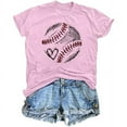 thumbnail image 3 of Sakmal Baseball Tee Short Sleeve Crew Neck Baseball Mom Baseball Heart Graphic Shirts T-Shirts Womens Blouses Dressy Casual, 3 of 4