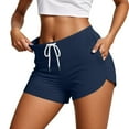 thumbnail image 2 of Women'S Shorts Women Summer Workout Sweat Shorts Cute Low Rise Mini Shorts With Drawstring And Pockets Sleepwear Navy M, 2 of 5