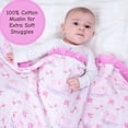 thumbnail image 2 of LollyBanks Baby Girl Ruffle Blanket, Organic Cotton Muslin Infant Quilt, 40 x 36 in, Swan Print, 2 of 8