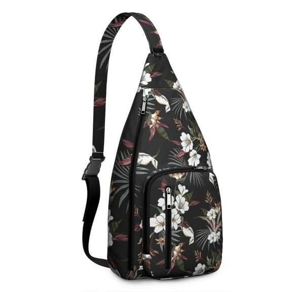 Tropical Floral Boho Sling Bag for Women & Men, Lightweight with Hide the Keyhole