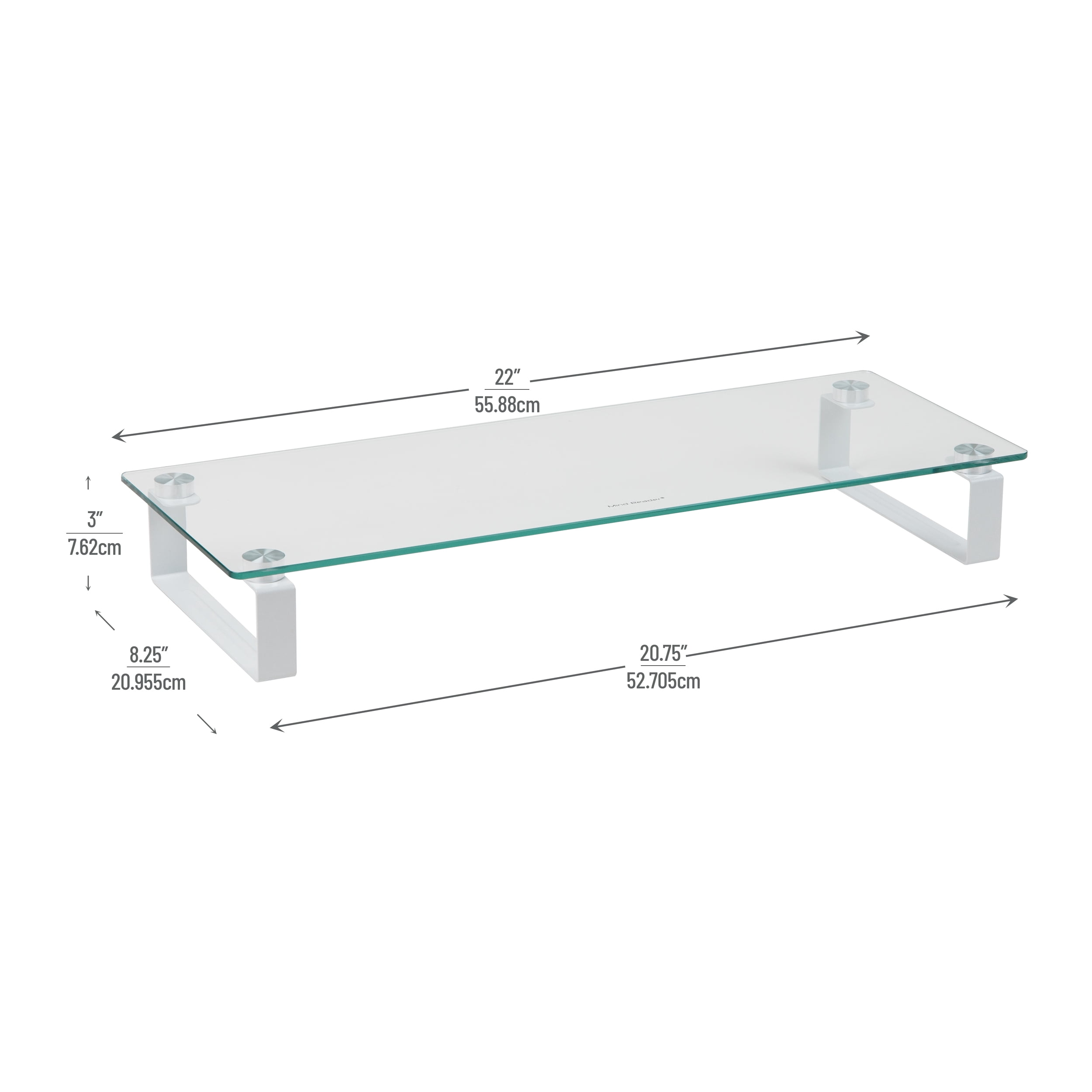 Mind Reader Monitor Stand, Contemporary, Desktop Organizer, Laptop Riser, Office, Glass, Clear