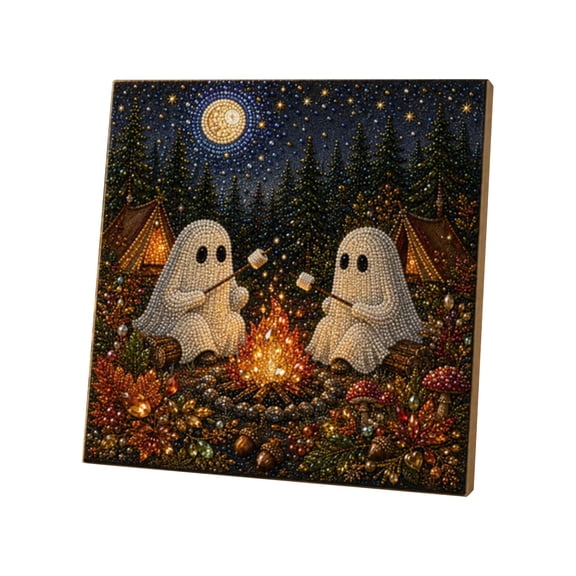Halloween Pearl Bead Art Craft Set, DIY Spooky Ghost 2D Diamond Painting Picture, Festive Home Room Wall Display Decor, Creative Seasonal Gift for Beginners,D