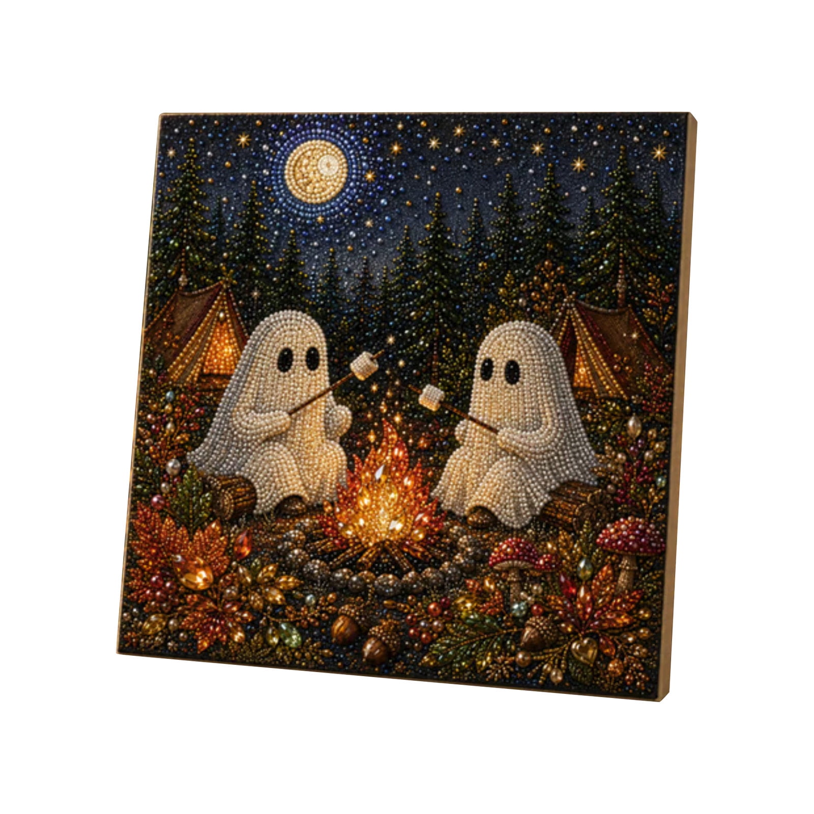 Halloween Ghost Pearl Art DIY Kit Spooky Cute 3D Diamond-Painting Crafts for Adults DIY Fall Home Decor Wall Art Beginner DIY Seasonal Party Gift