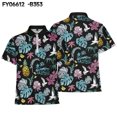 thumbnail image 3 of Camisas Para Hombre Slim Fit Hombres Moda Primavera Verano Casual Manga corta Turndown Neck Impreso Camisetas Top Blusa (Black, 3XL), 3 of 4
