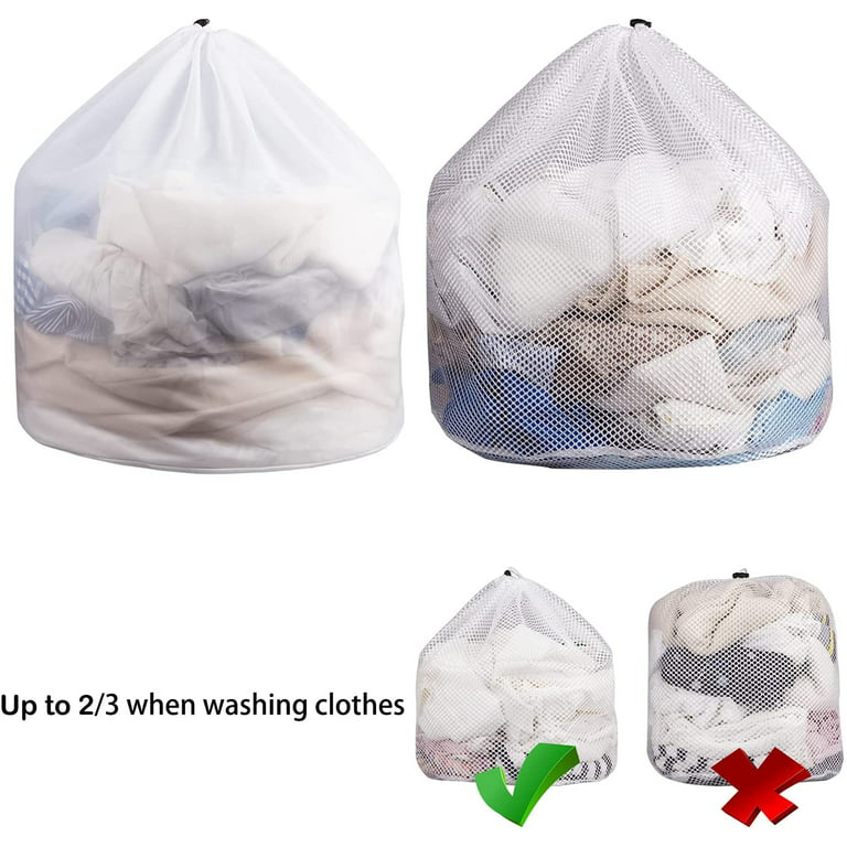 2 Pack White Mesh Laundry Bags, 31 X 24 Sturdy Drawstring Net Bag Heavy  Duty, Extra Large Laundry Bags For Delicates, Garment Laundry Mesh Bag For  F