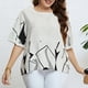 thumbnail image 5 of Blusa suelta de manga corta con cuello redondo para mujer, Tops de verano transpirables con estampado informal a la moda para uso diario al aire libre, 5 of 8