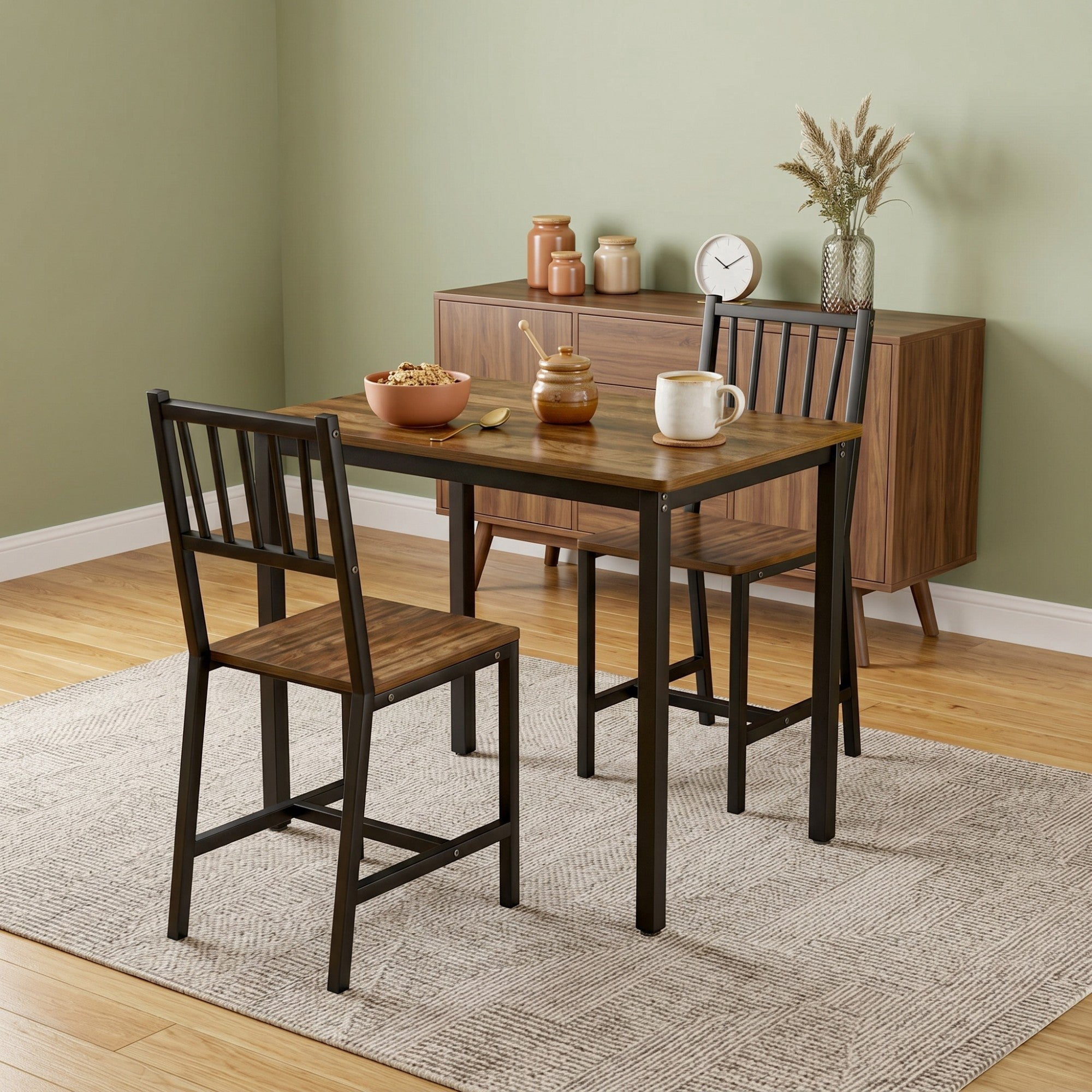 Sailvan 3-Piece Dining Table Set, 35.4″L x23.6″W x29.7″H, Bar Table with 2 Chairs