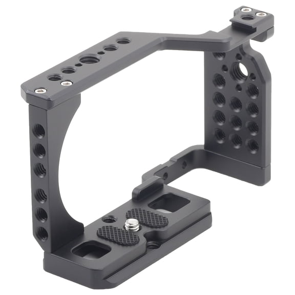 Vloggings Rigs Stabilizers Camera Cage for ZVE10, Metal Camera Cage with Handgrip and Quick Mount Plate Easy Grips