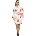 thumbnail image 4 of Bimba Women's Cotton Poplin Bridal White Kimono Robe Sleepwear Cover Up - 12, 4 of 4