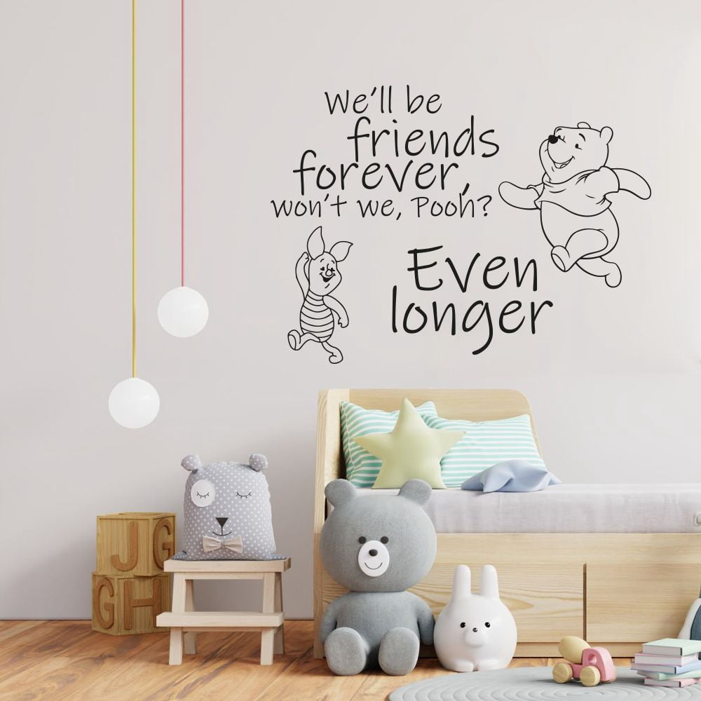 WE'll Be Friends Forever, Won't We, Pooh? Even Longer Winnie The Pooh Quote Vinyl Wall Sticker Art Decal Décor Home Room Kids Room Boys Girls Room Pooh Lover Living Room Decoration Size (24x40 inch)