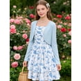 thumbnail image 4 of Aideaone Girls Dress Set Floral Spaghetti Strap Dress with Cardigan for Tweens Teens 7-14 Years, 4 of 8
