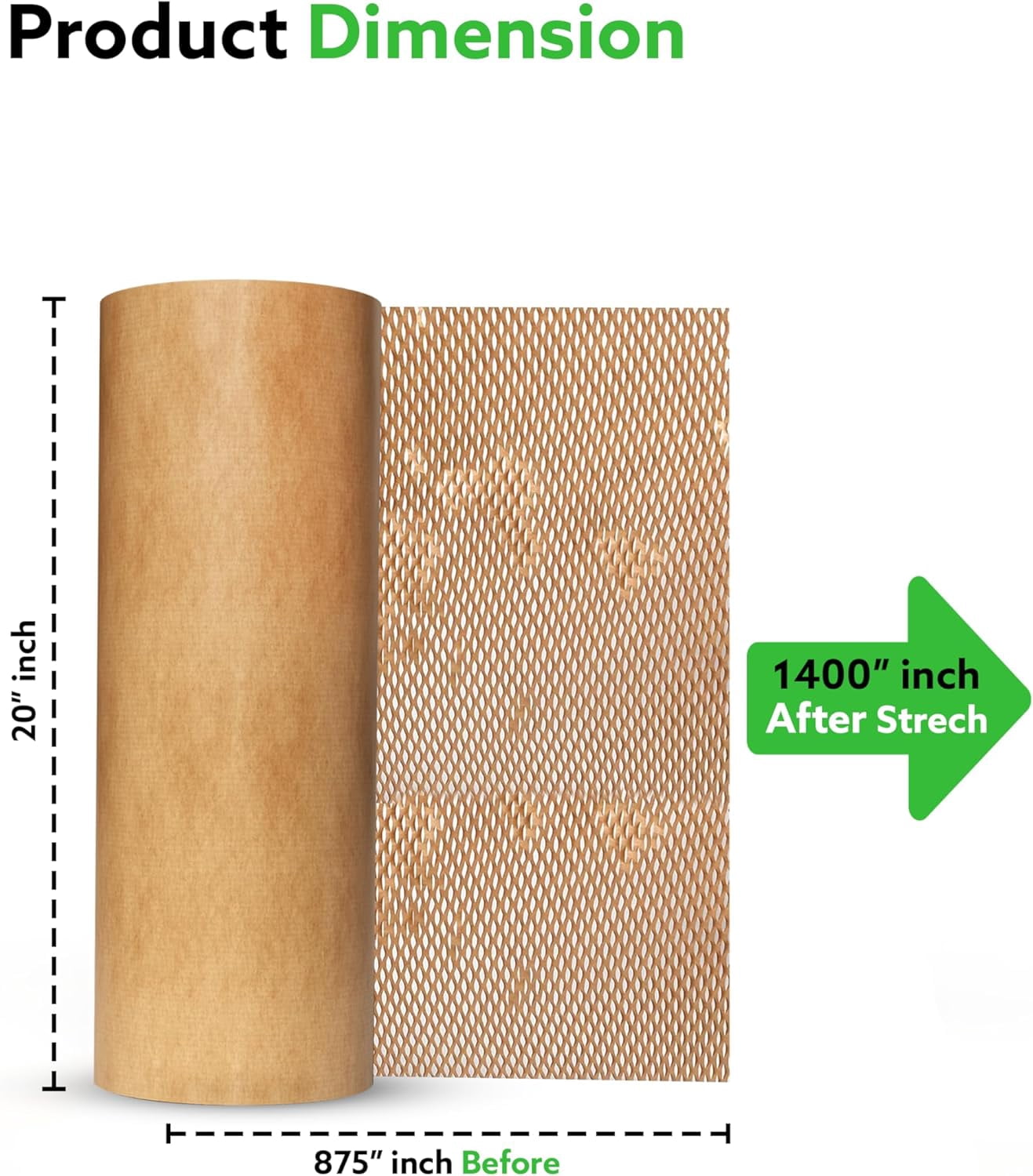 Pacron Packing Paper Roll Dispenser – Honeycomb Cushioning Wrap for Shipping, Moving & Gift Packaging – Eco-Friendly Kraft Paper Dispenser – Recyclable Protective Wrap (Roll 15 x 875)