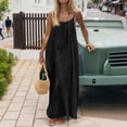 thumbnail image 6 of Fgvctg Womens Backless Cami Dress Flowy Solid Color Spaghetti Cami Dresses Oversized Sleeveless Beach Long Dresses Summer Long Sundress with Back Tie Fashion Outfits Black 2XL, 6 of 7