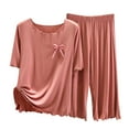 thumbnail image 1 of ShomPort Women's 2 Piece Pajama Sets, Loungewear Sets Loose Solid Color Sleepwear Ladies Pjs Sets, 1 of 3