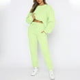 thumbnail image 2 of Women's 2 Piece Solid Color Casual Sportswear Long Pants Set, Easy and Chic Two-Piece Outfit for Casual Occasions,Fluorescent Green,S, 2 of 4