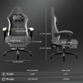 thumbnail image 2 of Ergonomic Gaming Chair with Footrest, Breathable Fabric Computer Chair with Adjustable Lumbar Support, Executive Office Chair with Pocketed Spring Cushion, Gray, 2 of 7