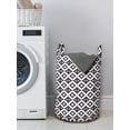 thumbnail image 3 of Abstract Laundry Bag, Continuous Intertwined Circles and Stripes Illustration on Plain Backdrop, Basket with Handles Drawstring Closure for Laundromats, 13" x 19", White and Eggplant, by Ambesonne, 3 of 4