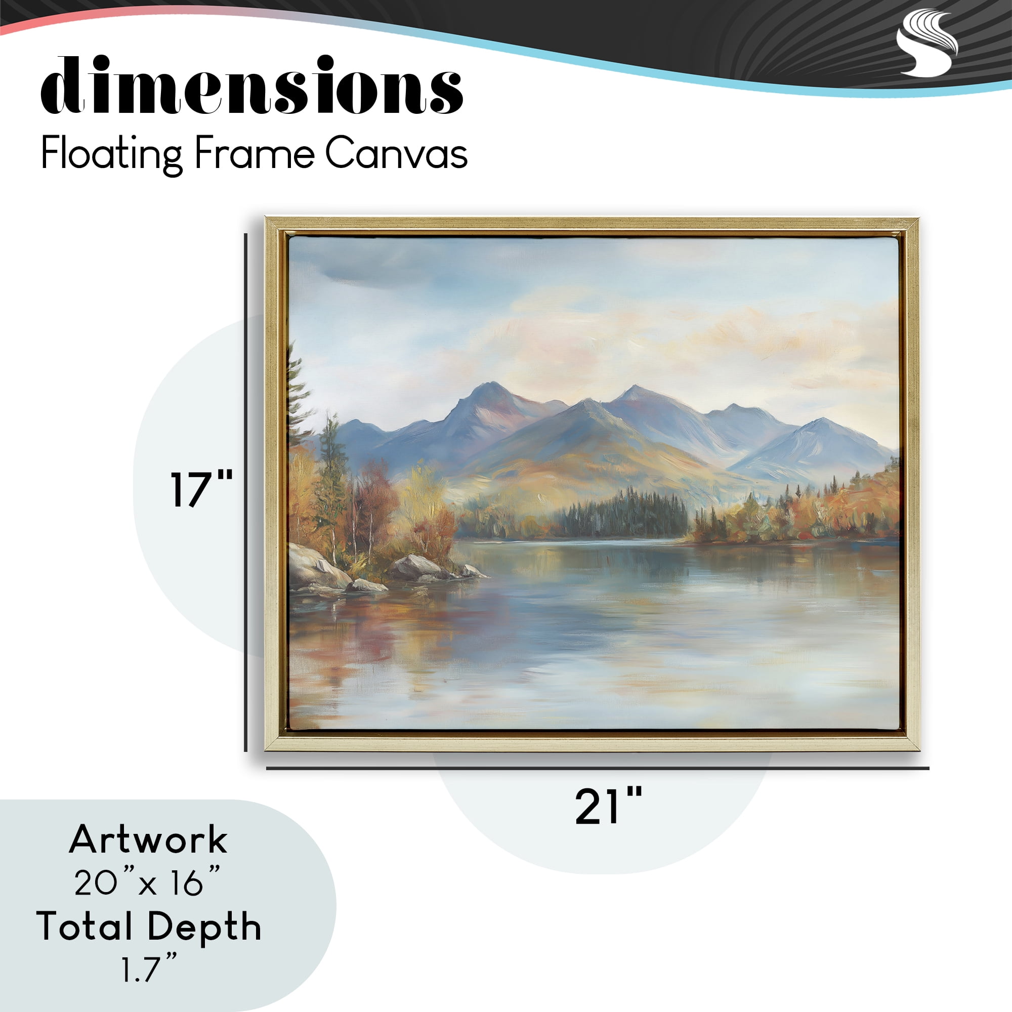 Stupell Industries Rustic Lake Landscape in Fall Gold Framed Floater Canvas Wall Art, design by LSR Design Studio