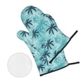thumbnail image 2 of Oven Mitts and Pot Holders 4 Piece, retro Palm Tree blue High Heat Slip Resistant Oven Mitt and Trivets Set Kitchen Oven Glove Pot Holders for Cooking Baking Grilling, 2 of 7